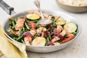 Sauté de dinde aux légumes et balsamique