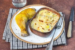 Cuisse de poulet et gratin dauphinois aux topinambours