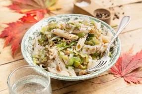 Pennes aux marrons, poireau et parmesan