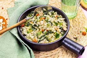 Orzo crémeux à la fourme d'Ambert, blettes et noisettes