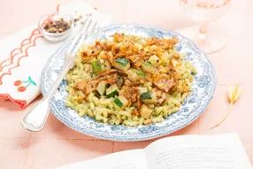 Coquillotto à la courgette et au kébab végétal