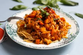 Spaghetti bolognaise végétale aux lentilles